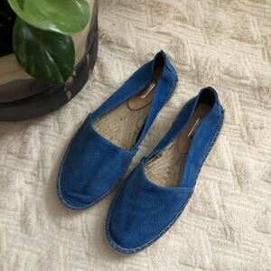 Schutz Blue Perforated Suede Espadrilles